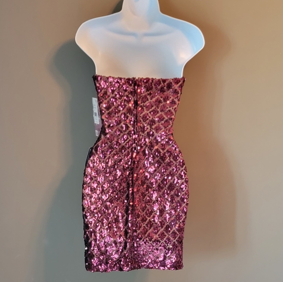 Sequin Maroon Strapless Party Special Occasion Homecoming Morp Dress Size XS - Picture 5 of 13